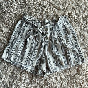 Striped paper bag shorts